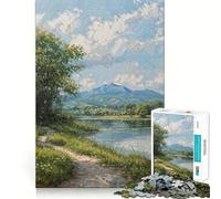 Puzzle da 1000 pezzi "Sentiero lungo il fiume" per adolescenti, gioco di puzzle stimolante per il relax, ritaglio chiaro, regalo per le festività (38x26cm)