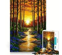 Puzzle da 1000 pezzi "Sentiero nel bosco autunnale al tramonto" Taglio preciso Rompicapo Regalo per il tempo libero Divertimento Decorazione natalizia da parete (38x26cm)
