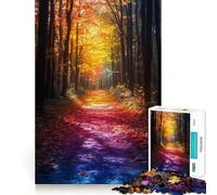 Puzzle da 1000 pezzi "Sentiero nel bosco autunnale con foglie colorate",ritagli precisi,gioco stimolante per la mente,divertimento per il tempo libero,regalo di Natale (38x52cm)