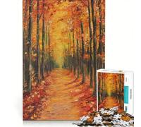 Puzzle da 1000 pezzi Sentiero nel bosco autunnale, gioco per famiglie, rilassante e stimolante per la mente, compleanno e Natale, 50x75cm