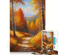 Puzzle da 1000 pezzi "Sentiero nella foresta autunnale" per adolescenti, gioco di logica chiaro, leggero e rilassante, taglio perfetto, regalo affettuoso (38x52cm)