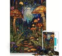 Puzzle da 1000 pezzi "Sentiero nella foresta in vetro colorato" per adolescenti, gioco di logica e abilità, antistress, taglio preciso, regalo perfetto 38x52cm