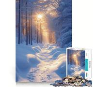 Puzzle da 1000 pezzi "Sentiero nella foresta invernale illuminato dal sole",gioco creativo con componenti robusti e ben definiti,ideale da portare in viaggio (38x26cm)
