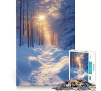 Puzzle da 1000 pezzi "Sentiero nella foresta invernale illuminato dal sole",gioco creativo per lo sviluppo delle capacità,incastro perfetto,nessun pezzo si stacca,attività per rafforzarei legami