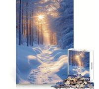 Puzzle da 1000 pezzi "Sentiero nella foresta invernale illuminato dal sole" per ragazzi ideale per sviluppare le capacità logiche per un'attività rilassante e precisa Regalo di Natale perfetto