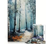 Puzzle da 1000 pezzi "Sentiero nella foresta invernale" per adulti, ideale per la chiarezza mentale, il relax e il divertimento, con bordi sottili Regalo perfetto (38x52cm)