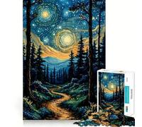 Puzzle da 1000 pezzi "Sentiero nella foresta nella notte stellata" per adulti, gioco stimolante per la mente, gioco di gruppo, dettagli nitidi, regalo perfetto 38x52cm