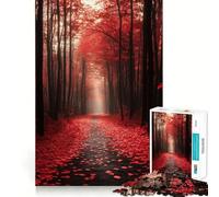 Puzzle da 1000 pezzi "Sentiero nella foresta rossa" per adulti, gioco di logica, divertimento rilassante, pezzo da collezione artistico dai tagli precisi (38x52cm)