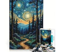 Puzzle da 1000 pezzi "Sentiero nella foresta sotto le stelle" gioco rompicapo rilassante e stimolante per la mente ideale come regalo per tutta la famiglia 38x26cm