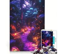 Puzzle da 1000 pezzi "Sentiero nella giungla al neon" gioco rompicapo sfida impegnativa regalo per amici e familiari 38x52cm