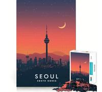 Puzzle da 1000 pezzi, Seoul, Corea del Sud, taglio perfetto, divertente gioco di logica, gioco gratuito, attività per compleanno (50x75cm)