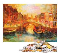 Puzzle da 1000 pezzi "Serata ad Amsterdam" Puzzle per puzzle in legno Il miglior regalo per adulti Regali di Natale Regali di compleanno 1000 pezzi (75x50 cm)