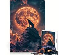 Puzzle da 1000 pezzi "Serenata Lunare del Lupo" per Adolescenti, Evasione Rilassante con Bordi Nitidi, Regalo di Natale Accogliente (38x26cm)