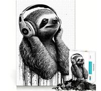 Puzzle da 1000 pezzi Serene Beats Sloth Art per adulti e ragazzi, ideale per stimolare la memoria, favorire la calma e favorire la fuga dalla realtà, con taglio liscio e un regalo speciale (50x75cm)
