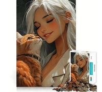 Puzzle da 1000 pezzi "Serene Bond with Orange Cat" per adolescenti, gioco stimolante per la mente, hobby tranquillo, taglio preciso, regalo stagionale (38x52cm)