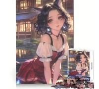 Puzzle da 1000 pezzi "Serene FoxGirl Reflection" per adolescenti, gioco di logica e logica, semplice e divertente, con bordi lisci, regalo elegante (38x26cm)