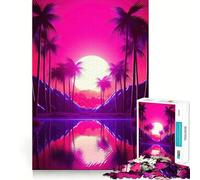 Puzzle da 1000 pezzi "Serene Synthwave Paradise" per adolescenti, ideale per migliorare la memoria, favorire il rilassamento mentale e creare un regalo creativo con bordi netti (38x26cm)