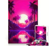 Puzzle da 1000 pezzi "Serene Synthwave Paradise" per adolescenti, ideale per migliorare la memoria, favorire il rilassamento mentale e creare un regalo creativo con bordi netti (38x26cm)