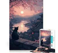 Puzzle da 1000 pezzi "Serenità in fiore di ciliegio" Gioco di precisione e divertente per stimolare la mente e creare un'atmosfera di pace e tranquillità,ideale come regalo di Natale (50x75cm)