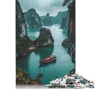 Puzzle da 1000 pezzi "Serenity at Ha Long Bay" per adulti, cartone rettangolare, puzzle difficili per donne e uomini, 1000 pezzi (75x50 cm)