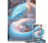 Puzzle da 1000 pezzi "Serpente bianco con occhi blu" Gioco creativo per lo sviluppo delle capacità di gioco,incastro perfetto,nessun pezzo si stacca,attività per rafforzare i legami familiari