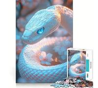 Puzzle da 1000 pezzi "Serpente bianco dagli occhi blu" Gioco di concentrazione Artigianato di taglio esperto Hobby affascinante per i momenti di svago (50x75cm)