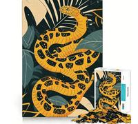 Puzzle da 1000 pezzi "Serpente giallo tra le foglie" per adulti,gioco stimolante per la mente,superficie liscia e priva di sbavature,hobby affascinante per i momenti di svago (50x75cm)