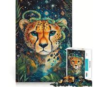 Puzzle da 1000 pezzi "Sguardo Celeste del Ghepardo",taglio preciso,puzzle logico,gioco di svago,divertimento,decorazione natalizia da parete (38x26cm)
