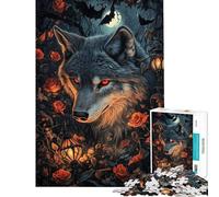 Puzzle da 1000 pezzi "Sguardo del Lupo al Chiaro di Luna" Gioco educativo e stimolante per tutta la famiglia ideale per migliorare la memoria e come regalo (dimensioni 38x52cm)