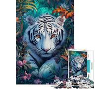 Puzzle da 1000 pezzi "Sguardo della tigre nella giungla" gioco rompicapo stimolante giocattolo educativo per uomini e donne (dimensioni 75x50cm)