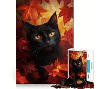 Puzzle da 1000 pezzi "Sguardo di gatto autunnale" Gioco di logica,incastro preciso,rilassante,regalo di Natale (50x75cm)