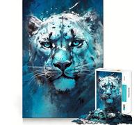 Puzzle da 1000 pezzi "Sguardo di leopardo delle nevi" per adulti, gioco intelligente, divertimento per tutta la famiglia, taglio preciso, opera d'arte (38x26cm)