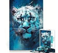 Puzzle da 1000 pezzi "Sguardo di leopardo delle nevi" per adulti, gioco intelligente, rilassante e divertente, ideale per assemblare un disegno e creare un regalo prezioso (50x75cm)