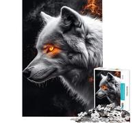 Puzzle da 1000 pezzi "Sguardo di Lupo Infuocato" per adolescenti sfida di velocità manuale per compleanno e Natale giocattolo che crea dipendenza 38x52cm