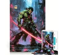 Puzzle da 1000 pezzi Shadowrun Cyberpunk Orco Guerriero con Katana Luminosa per Adolescenti Gioco di Logica Chiara Passatempo Rilassante Taglio Perfetto Regalo Classico 38x26cm