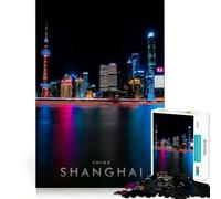 Puzzle da 1000 pezzi, Shanghai, Cina, taglio perfetto, divertente gioco di logica, gioco gratuito, attività per compleanno (50x75cm)