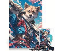 Puzzle da 1000 pezzi Shiba Inu Samurai Blossom per adolescenti, ideale per ricordare, migliorare, calmare la mente, con un'opera d'arte da collezione 50x75cm