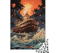 Puzzle Da 1000 Pezzi - Ship in Stormy Sea Explosion Puzzle Gioco Rompicapo Decorazione Da Parete Offerta Come Regalo Per Tutta La Famiglia 70x50cm/1000pcs