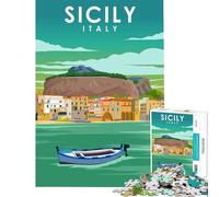 Puzzle da 1000 pezzi Sicilia Italia Poster di viaggio Gioco educativo Sfida Giocattolo per giochi educativi Sfida impegnativa Regalo per compleanni (Dimensioni 38x52cm)