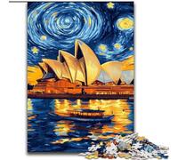 Puzzle da 1000 pezzi "Sidney Opera House di notte", puzzle in legno, divertente per tutta la famiglia, perfetto per compleanni e feste, dimensioni 50X75cm