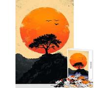 Puzzle da 1000 pezzi Silhouette Albero Tramonto Giocattoli antistress Ottimo regalo per giochi per gioco educativo con pezzi completamente interconnessi di forma casuale Dimensioni 50x75cm