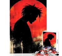 Puzzle da 1000 pezzi - Silhouette contro la luna rossa Decorazione per la casa Giocattoli Regali di compleanno Gioco educativo Allena il tuo cervello e le tue mani Dimensioni 38x52cm