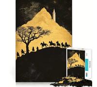 Puzzle da 1000 pezzi "Silhouette di cavalieri su una collina" per adulti ideale per ricordare migliorare alleviare lo stress ritagliare con precisione Babbo Natale scegli il tuo desiderio 38x52cm