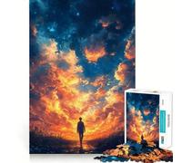 Puzzle da 1000 pezzi "Silhouette sotto un cielo stellato" per adolescenti, gioco di logica solido, divertimento rilassante, taglio di precisione, articolo dei desideri di Babbo Natale 38x52cm