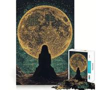 Puzzle da 1000 pezzi "Silhouette sotto una luna gigante" per adolescenti, gioco di logica, antistress, taglio preciso, regalo artistico 38x26cm