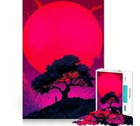 Puzzle da 1000 pezzi Silhouette sotto una luna rosa per adulti e ragazzi, ideale per migliorare la memoria, per un relax leggero e piacevole, con tagli netti e un regalo delizioso 38x26cm