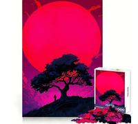 Puzzle da 1000 pezzi Silhouette sotto una luna rosa per adulti e ragazzi, ideale per migliorare la memoria, per un relax leggero e piacevole, con tagli netti e un regalo delizioso 38x26cm