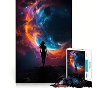 Puzzle da 1000 pezzi Silhouette Woman Galaxy per adulti, gioco di logica puro, divertimento rilassante, tagli netti, 38x52cm
