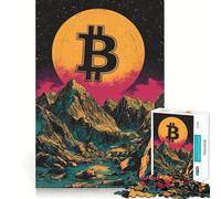 Puzzle da 1000 pezzi Simbolo Bitcoin Vintage,bordo pulito,decorazione,gioco di logica,divertimento facile,regalo di compleanno (38x52cm)