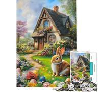 Puzzle da 1000 pezzi Simpatico disegno di un coniglietto pasquale Puzzle per adulti antistress stimolante per l'analisi e la logica Ideale come regalo per tutta la famiglia (dimensioni 38x26cm)